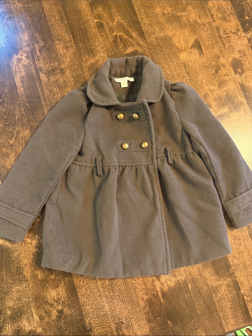 Helena Girls' Dark Brown Double-Breasted Pea Coat